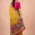 Mustard printed silk blend saree with multicolor traditional border & paisley pallu | festive ethnic wear saree