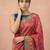 Pink printed silk blend saree with multicolor traditional border & paisley pallu | festive ethnic wear saree
