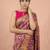 Wine printed silk blend saree with multicolor traditional border & paisley pallu | festive ethnic wear saree