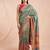 Teal printed silk blend saree with multicolor traditional border & paisley pallu | festive ethnic wear saree
