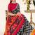 Black tassar silk leheriya printed saree with unstitched blouse
