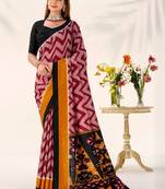 Maroon tassar silk leheriya printed saree with unstitched blouse