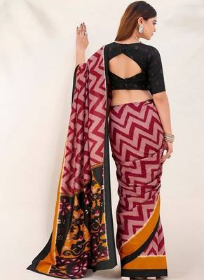 Maroon tassar silk leheriya printed saree with unstitched blouse 2