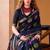 Navyblue p.v chanderi printed casual saree with unstitched blouse