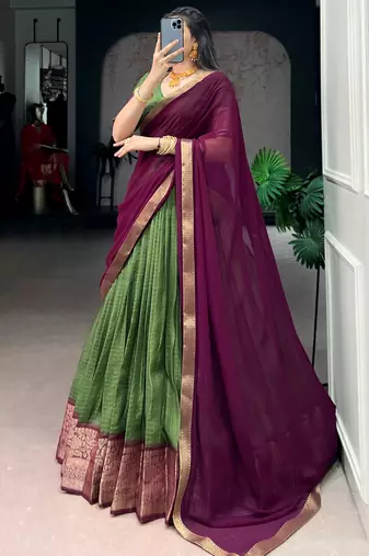 Glorious Mehendi Green Zari Weaving Silk Lehenga Choli With Dupatta