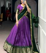Captivating Purple Zari Weaving Silk Traditional Lehenga With Blouse