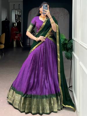 Captivating Purple Zari Weaving Silk Traditional Lehenga With Blouse 3