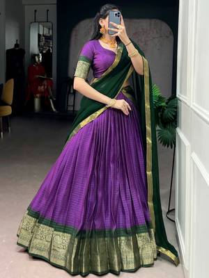 Captivating Purple Zari Weaving Silk Traditional Lehenga With Blouse 4