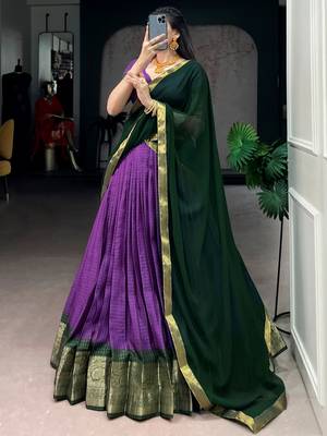 Captivating Purple Zari Weaving Silk Traditional Lehenga With Blouse 5