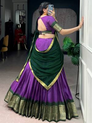 Captivating Purple Zari Weaving Silk Traditional Lehenga With Blouse 6