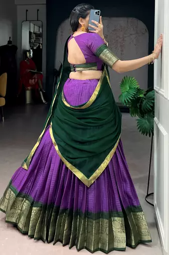 Captivating Purple Zari Weaving Silk Traditional Lehenga With Blouse