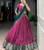 Regal Pink Zari Weaving Silk Festive Wear Lehenga Choli With Dupatta