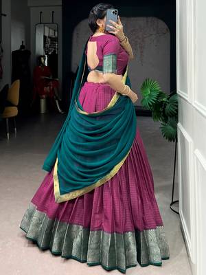 Regal Pink Zari Weaving Silk Festive Wear Lehenga Choli With Dupatta 6