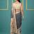 Grey printed silk blend saree with beige floral border & designer pallu | traditional & festive wear saree
