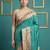 Sea green printed silk blend saree with beige floral border & designer pallu | traditional & festive wear saree