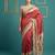 Red printed silk blend saree with beige floral border & designer pallu | traditional & festive wear saree