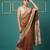 Brown printed silk blend saree with beige floral border & designer pallu | traditional & festive wear saree