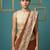 Brown printed silk blend saree with beige floral border & designer pallu | traditional & festive wear saree