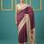 Wine printed silk blend saree with beige floral border & designer pallu | traditional & festive wear saree