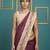 Wine printed silk blend saree with beige floral border & designer pallu | traditional & festive wear saree