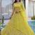 Awesome Lime Yellow Coding Work Net Cocktail Wear Lehenga Choli