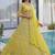 Awesome Lime Yellow Coding Work Net Cocktail Wear Lehenga Choli