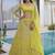 Awesome Lime Yellow Coding Work Net Cocktail Wear Lehenga Choli