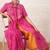 Fuchsia pink embroidered chanderi co ord set