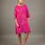 Fuchsia pink embroidered chanderi dress