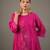 Fuchsia pink embroidered chanderi dress