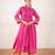 Fuchsia pink embroidered chanderi kurta set