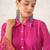 Fuchsia pink embroidered chanderi kurta set