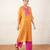Mustard yellow embroidered chanderi kurta set