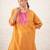 Mustard yellow embroidered chanderi kurta set