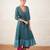 Teal blue embroidered chanderi kurta set