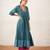 Teal blue embroidered chanderi kurta set