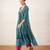 Teal blue embroidered chanderi kurta set