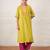 Lime green embroidered chanderi kurta set