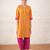 Mustard yellow embroidered chanderi kurta set