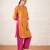 Mustard yellow embroidered chanderi kurta set