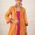 Mustard yellow embroidered chanderi kurta set