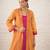 Mustard yellow embroidered chanderi kurta set