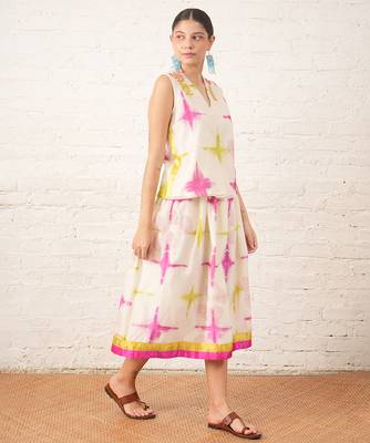 Ivory printed chanderi co ord set 1