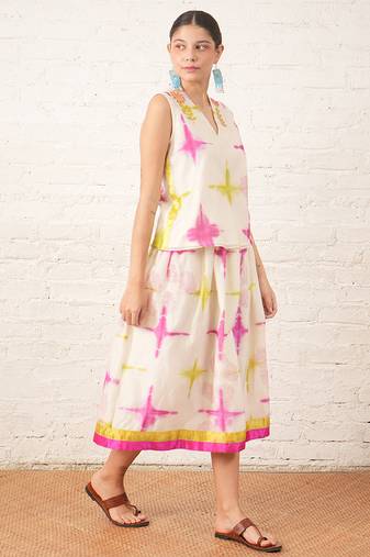 Ivory printed chanderi co ord set