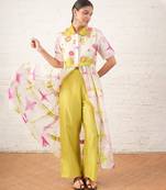 Multicolor embroidered chanderi co ord set