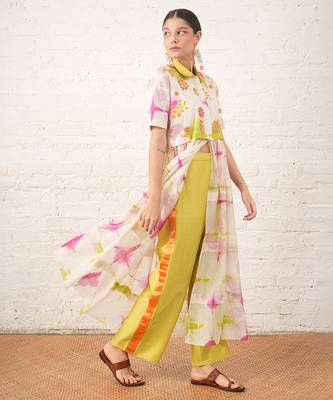 Multicolor embroidered chanderi co ord set 2