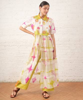 Multicolor embroidered chanderi co ord set 3