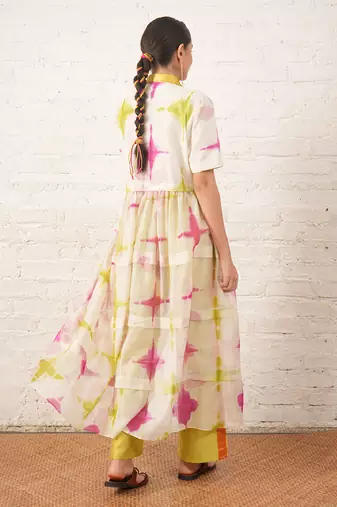 Multicolor embroidered chanderi co ord set