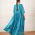 Teal blue embroidered chanderi dress