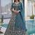 Splendid Teal Blue Sequins Net Party Wear Lehenga With Blouse